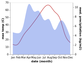 temperature and rainfall during the year in Sar-e Tayghan