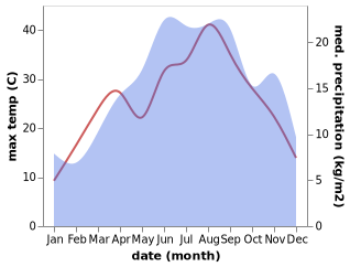 temperature and rainfall during the year in Burrel