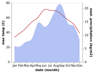 temperature and rainfall during the year in Aoulef