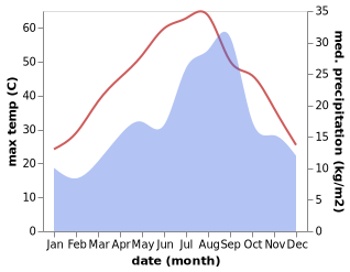 temperature and rainfall during the year in Sidi Khaled