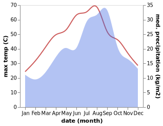 temperature and rainfall during the year in Sidi Okba