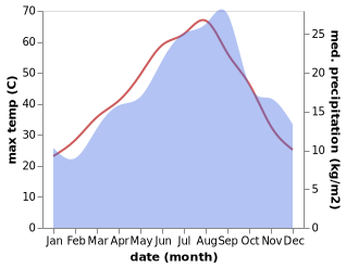 temperature and rainfall during the year in Boukadir