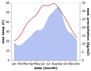 temperature and rainfall during the year in Robbah