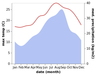 temperature and rainfall during the year in Ben Mehidi