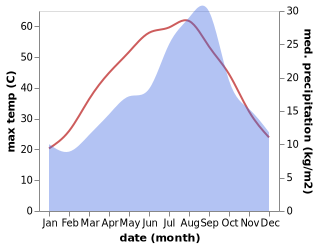 temperature and rainfall during the year in Taibet