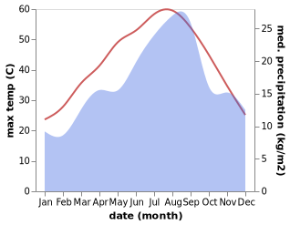 temperature and rainfall during the year in Relizane