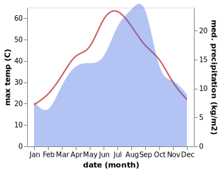 temperature and rainfall during the year in Ksar Chellala