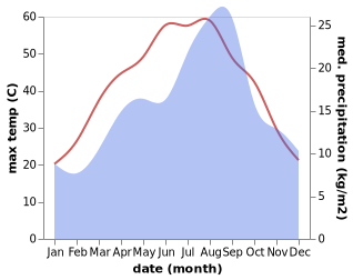 temperature and rainfall during the year in Ain el Hadjel