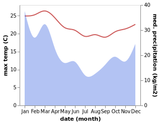 temperature and rainfall during the year in Austinmer