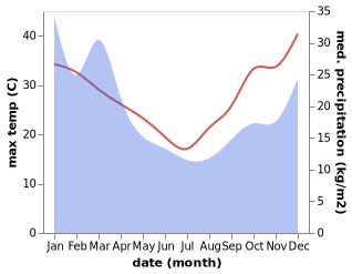 temperature and rainfall during the year in Bega