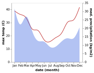 temperature and rainfall during the year in Braidwood