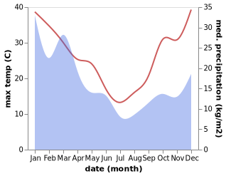 temperature and rainfall during the year in Tullimbar