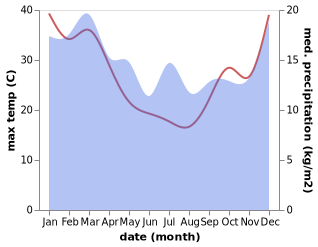 temperature and rainfall during the year in Adelaide