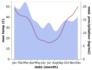 temperature and rainfall during the year in Echuca Village