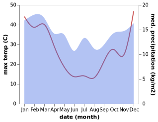 temperature and rainfall during the year in Hamilton