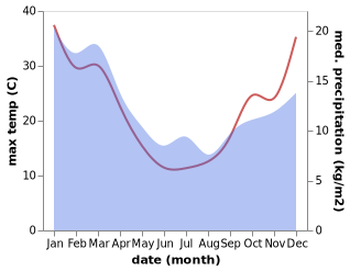 temperature and rainfall during the year in Mount Buller