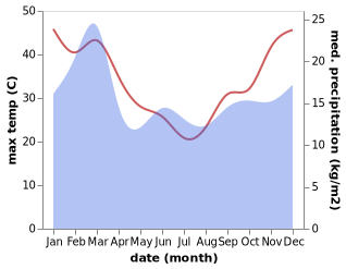 temperature and rainfall during the year in Bellevue