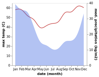 temperature and rainfall during the year in Halls Creek