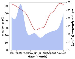 temperature and rainfall during the year in Leinster