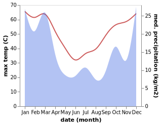 temperature and rainfall during the year in Warburton