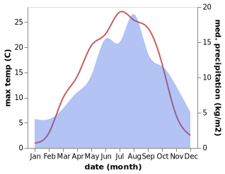 temperature and rainfall during the year in Lieserbrucke