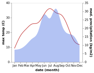 temperature and rainfall during the year in Abtissendorf