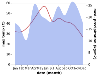 temperature and rainfall during the year in Jidd Hafs