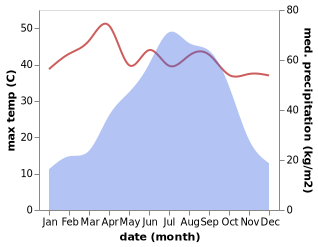 temperature and rainfall during the year in Jamalpur