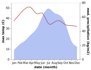 temperature and rainfall during the year in Raojan