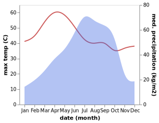 temperature and rainfall during the year in Kaliganj