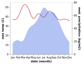 temperature and rainfall during the year in Nageswari