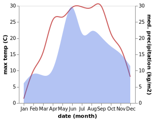 temperature and rainfall during the year in Beloozersk