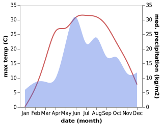 temperature and rainfall during the year in Svyetlahorsk