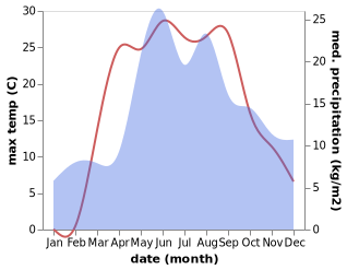 temperature and rainfall during the year in Horki