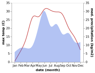 temperature and rainfall during the year in Staryya Darohi