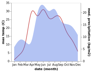 temperature and rainfall during the year in Opsa