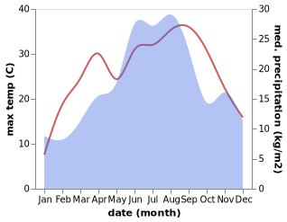 temperature and rainfall during the year in Puracic