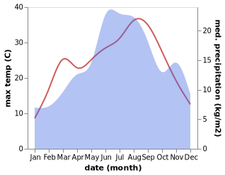 temperature and rainfall during the year in Satovcha