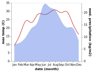 temperature and rainfall during the year in Bratsigovo