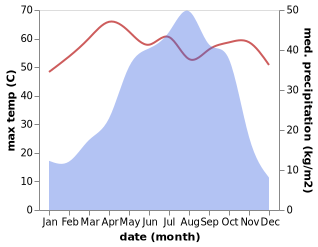 temperature and rainfall during the year in Dori