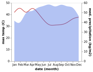 temperature and rainfall during the year in Bonaberi