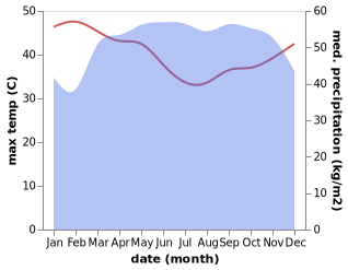 temperature and rainfall during the year in Diang