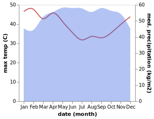 temperature and rainfall during the year in Dizangue