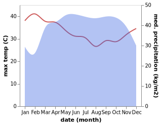 temperature and rainfall during the year in Bafang