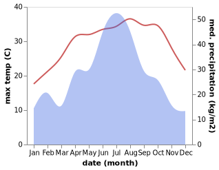 temperature and rainfall during the year in Bingtan