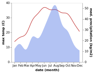 temperature and rainfall during the year in Dingbu