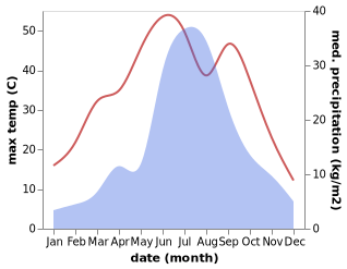 temperature and rainfall during the year in Anding