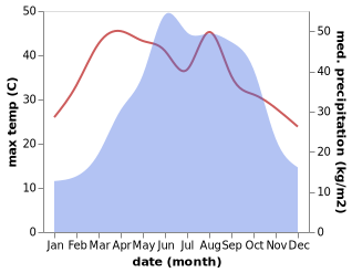 temperature and rainfall during the year in Batang