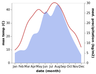 temperature and rainfall during the year in Jinping