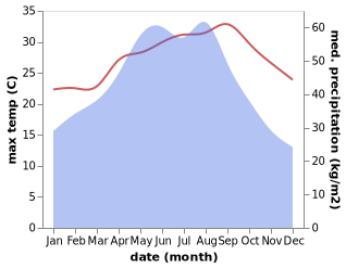 temperature and rainfall during the year in Dongping